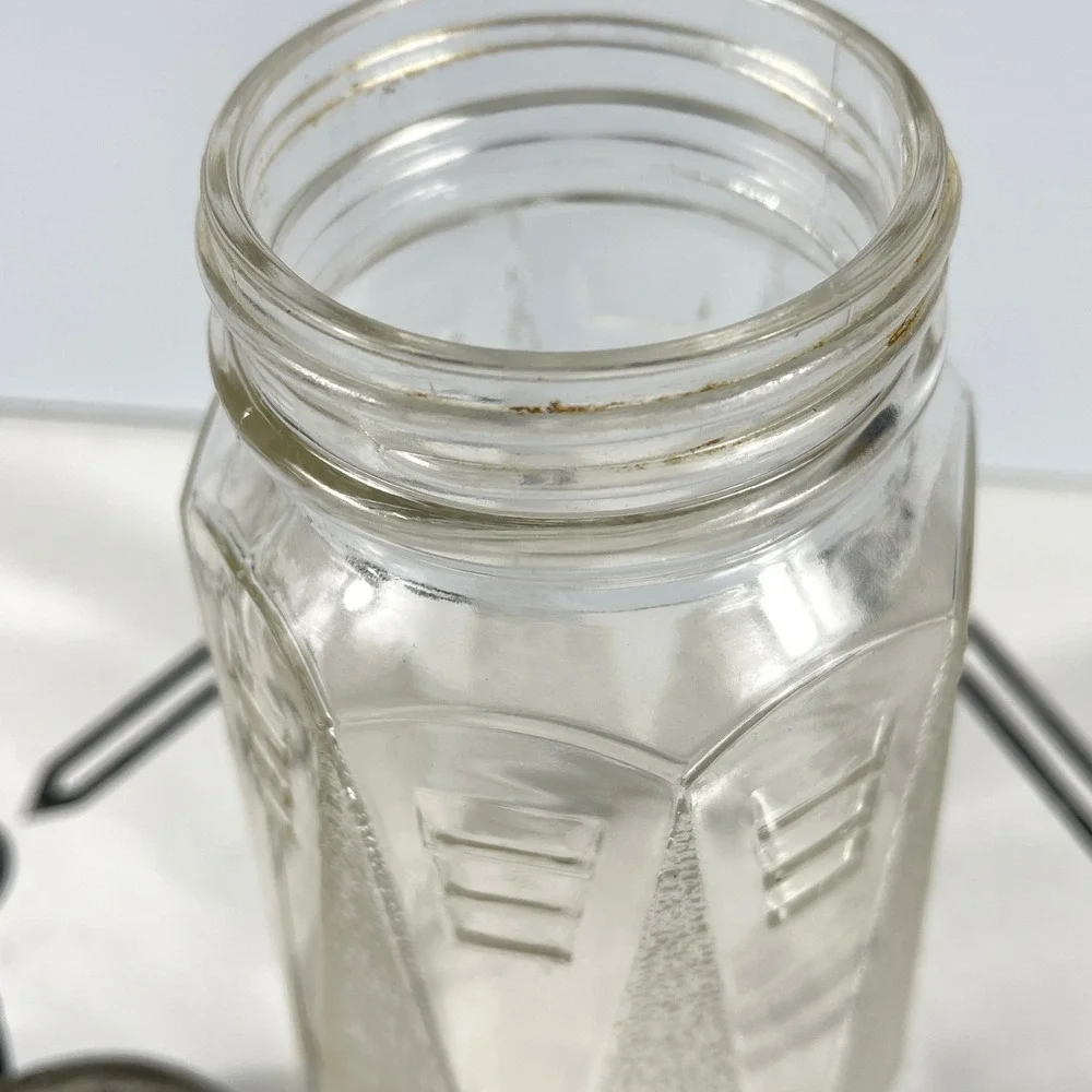VTG 1932 Ball Octagon‎ Mason Jar Art Deco Modernistic Glass Atlas Zinc Lid 90045